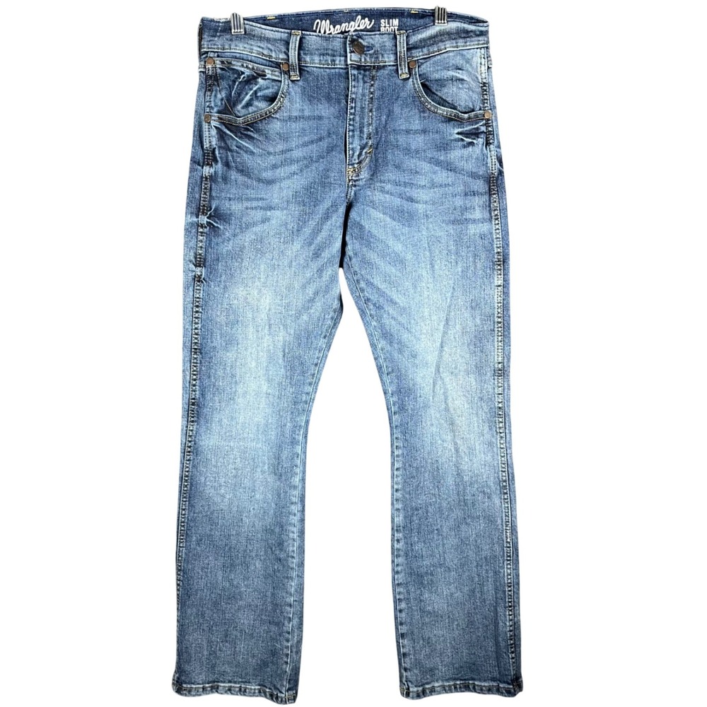 Wrangler Retro Slim Boot Mens 30 Blue Medium Wash Jeans Western Cowboy